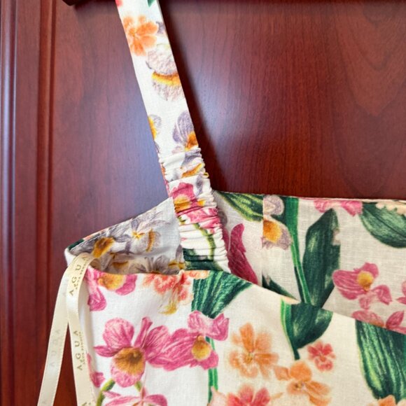 Agua by Agua Bendita Lima Floral Linen Maxi Dress Size M - Picture 11 of 13